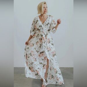Baltic Born Kia Kimono White Floral Maxi Dress